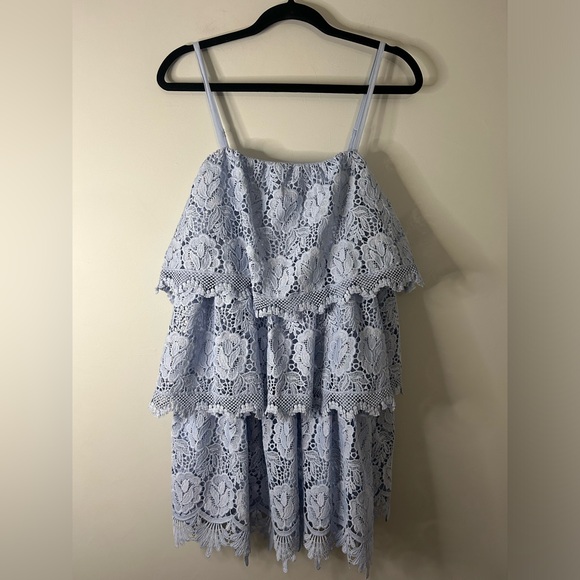 NWT Vestique Isn't She Lovely Light Blue Tiered Mini Dress - Picture 3 of 8